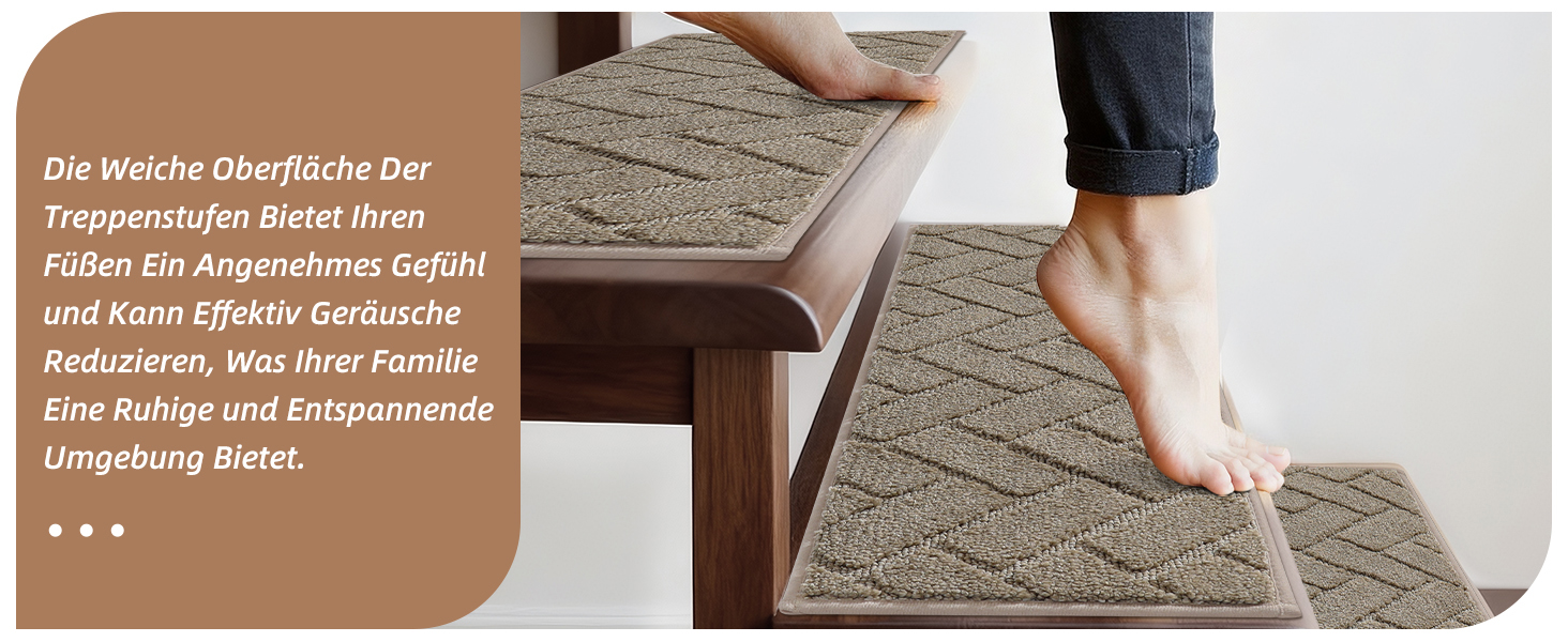 Килимки на сходи BEQHAUSE, 4 шт, 22x70 см, бежеві, антиковзкі, для дітей та літніх людей, машинне прання, TPE основа