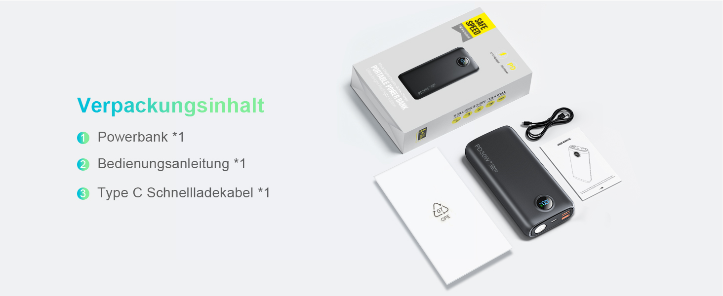 Power Bank 27000mAh 30W PD3.0 QC4.0 рожевий – Зовнішній акумулятор для iPhone, Samsung, iPad