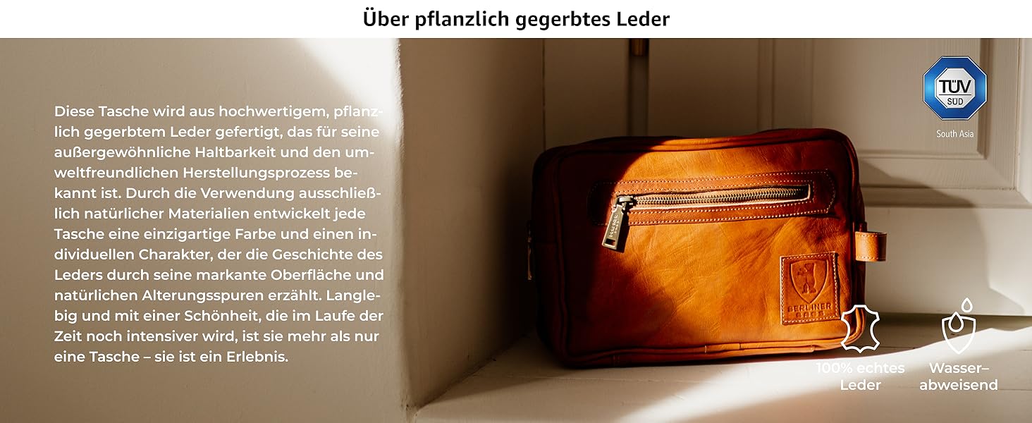 Шкіряна косметичка для подорожей Berliner Bags Vintage Paul, універсальна сумка для аксесуарів (2 відділення), коричнева