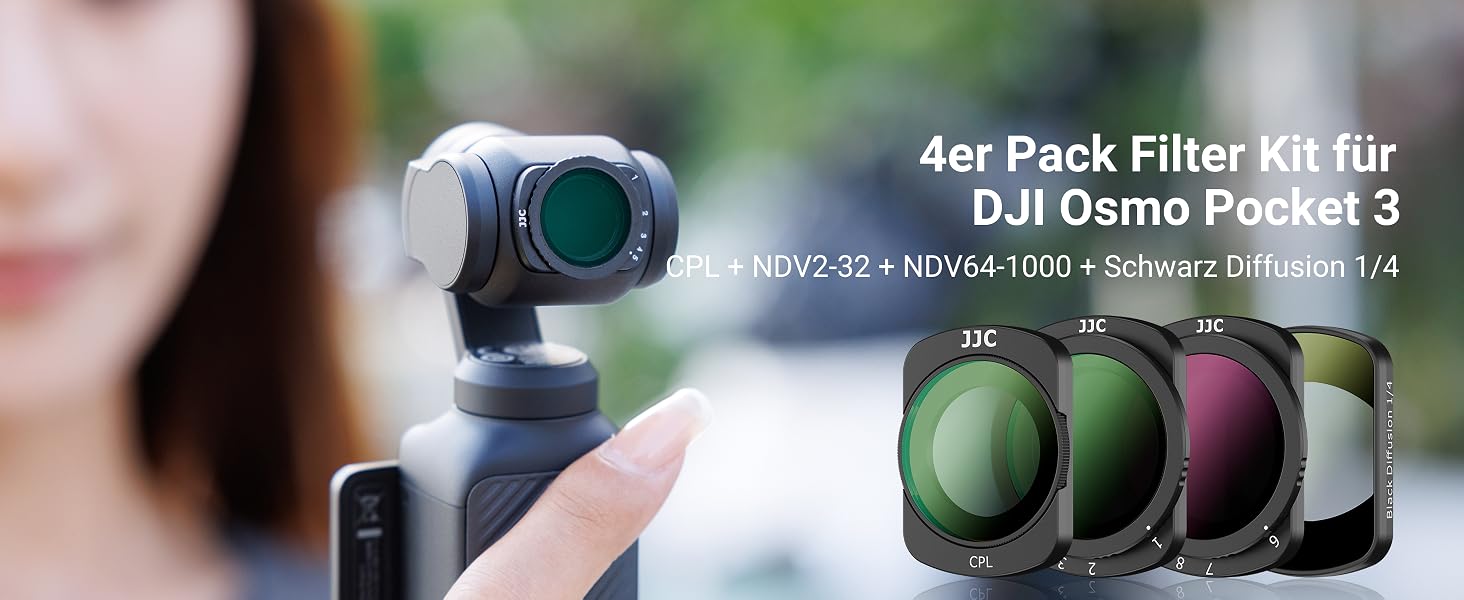 Набір магнітних фільтрів JJC для DJI Osmo Pocket 3 (6 шт): ND8, ND16, ND32, ND64, ND256 та CPL-поляризаційний фільтр для екшн-камери
