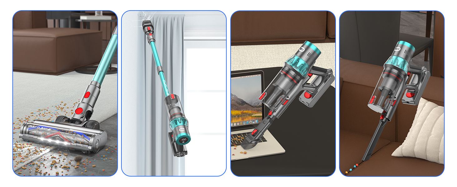 Бездротовий акумуляторний пилосос YU7 580W з потужністю всмоктування 47000Pa, час роботи до 70 хвилин, сенсорний екран, для килимів, шерсті тварин, твердих поверхонь