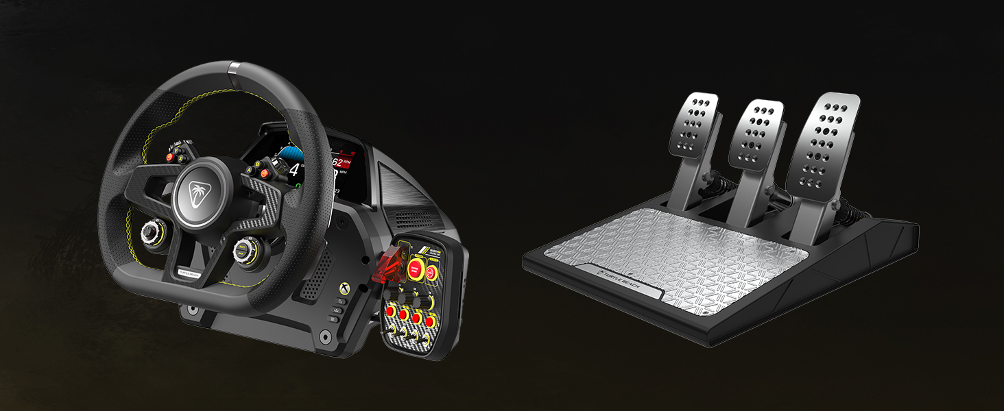 Рульове колесо та педалі Turtle Beach Velocity One з Force Feedback, магнітними перемикачами передач та датчиками Hall-ефекту для Xbox Series X|S, Xbox One, Windows 10 & 11 [Офіційно ліцензовано для Xbox]