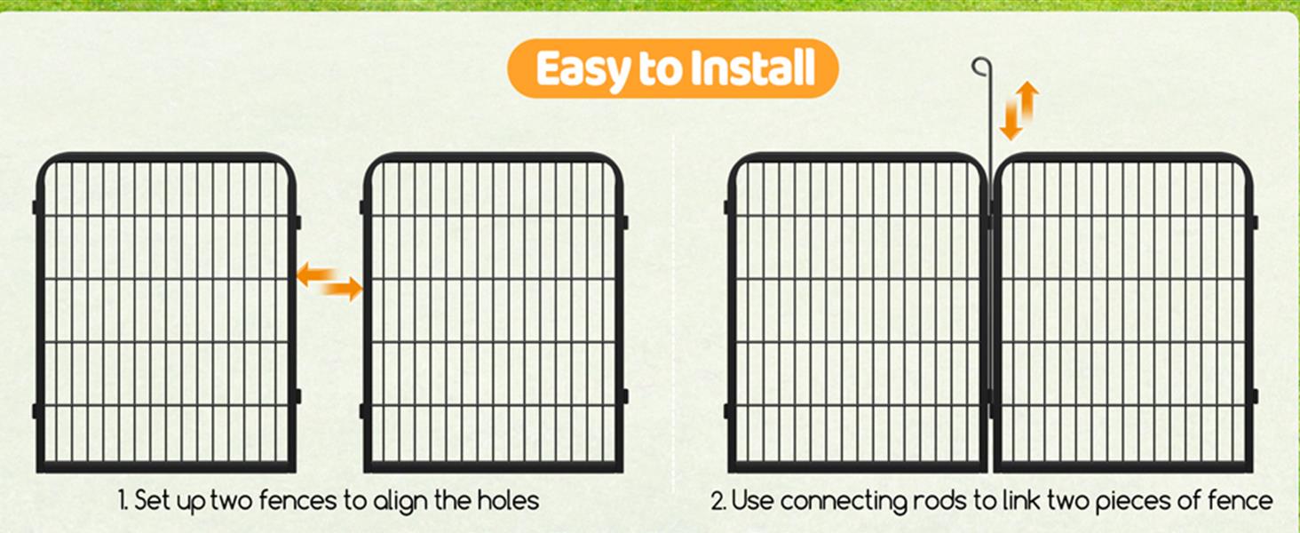 Вольєр для цуценят Yaheetech 8-секційний, вольєр для собак з замком, переносна сумка та кріпильні ремені, для дому та саду, легка збірка (80см, 24шт)