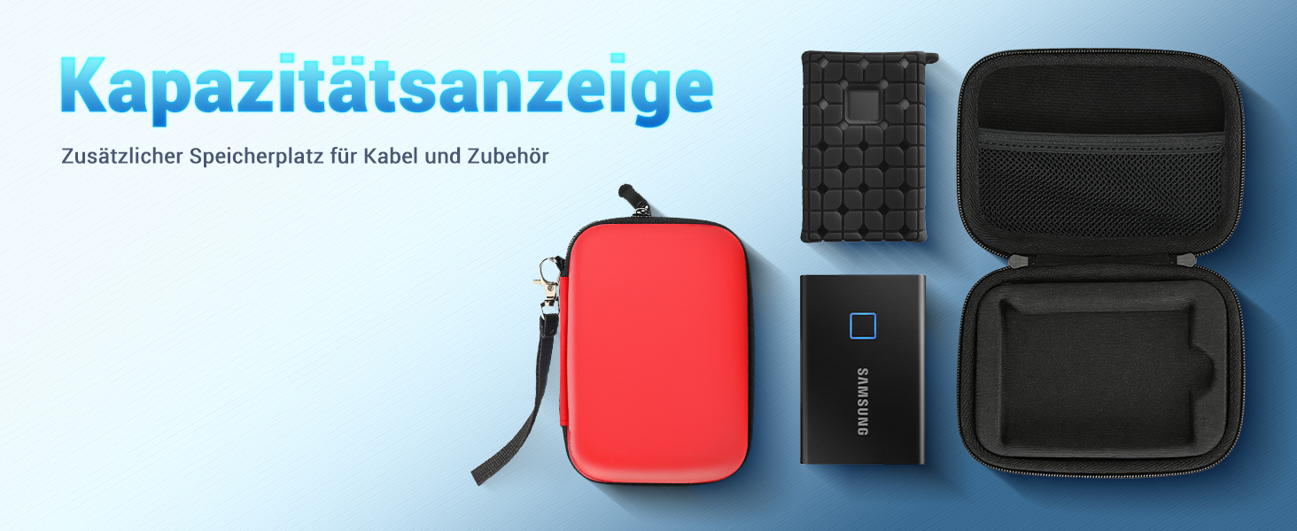 Чохол ProCase для SSD Samsung T7/T7 Touch (500GB/1TB/2TB) - ударостійкий, з силіконовою вставкою, червоний