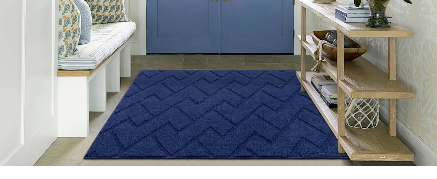 Килимок для дому та вулиці 50x80 см, миючий, вологостійкий, антиковзкий, для входу, порогу, патіо, галереї, саду (60 x 180 см, синій)