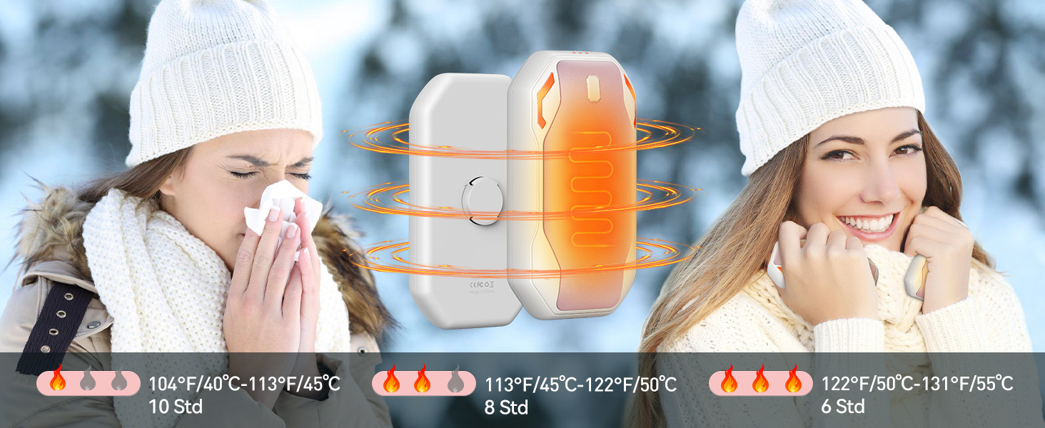 Електричні грілки для рук PHEJIE, 2 шт. - 3 режими нагріву, портативні, для активного відпочинку, кемпінгу, подарунок для жінок та чоловіків (рожево-білі)