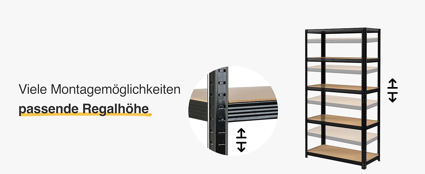 OfficeMarshal Heavy-Duty Shelving Unit - Black (150 x 75 x 30 cm)