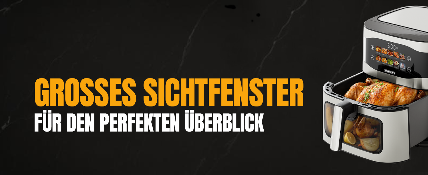 Фритюрниця повітряна HEINRICHS 9L XXL з LED-дисплеєм, 10-в-1, 1800W, без жиру, з таймером, сенсорне управління, для кухні