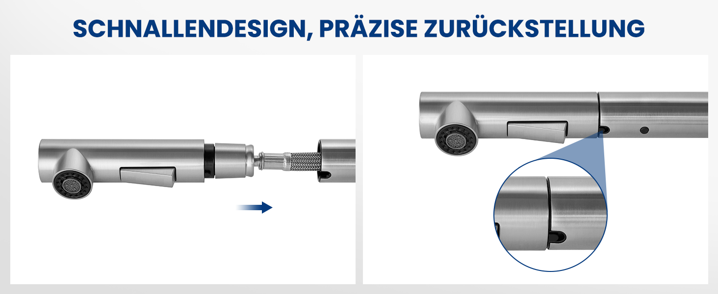 Змішувач кухонний висувний CECIPA з донним виливом, нержавіюча сталь, 2 режими, 360° оберт, високий тиск