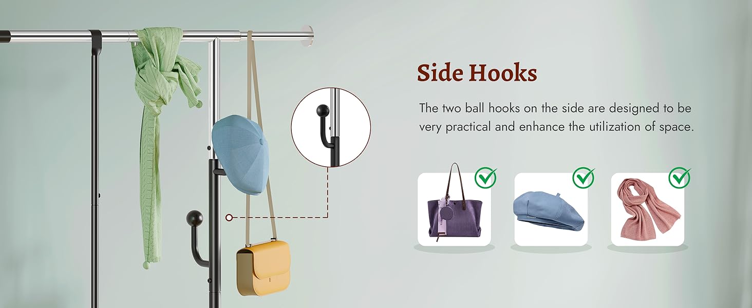 Кледірстанцер FAVOOOSTY на колесах, мобільний, металевий, регульований, чорно-білий, 89.50×39.00×161.20 см