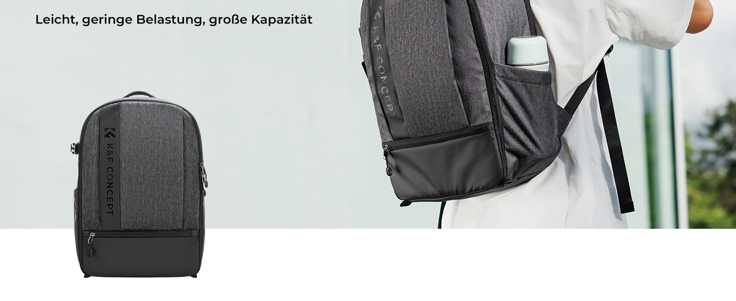 Рюкзак для камери K&F Concept 18L сірий з відділенням для ноутбука 15.6 дюймів та захистом від дощу