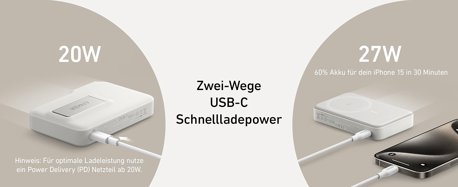 Powerbank Anker MagGo: 10000mAh, Qi2, 15W, MagSafe, USB-C, з дисплеєм та підставкою