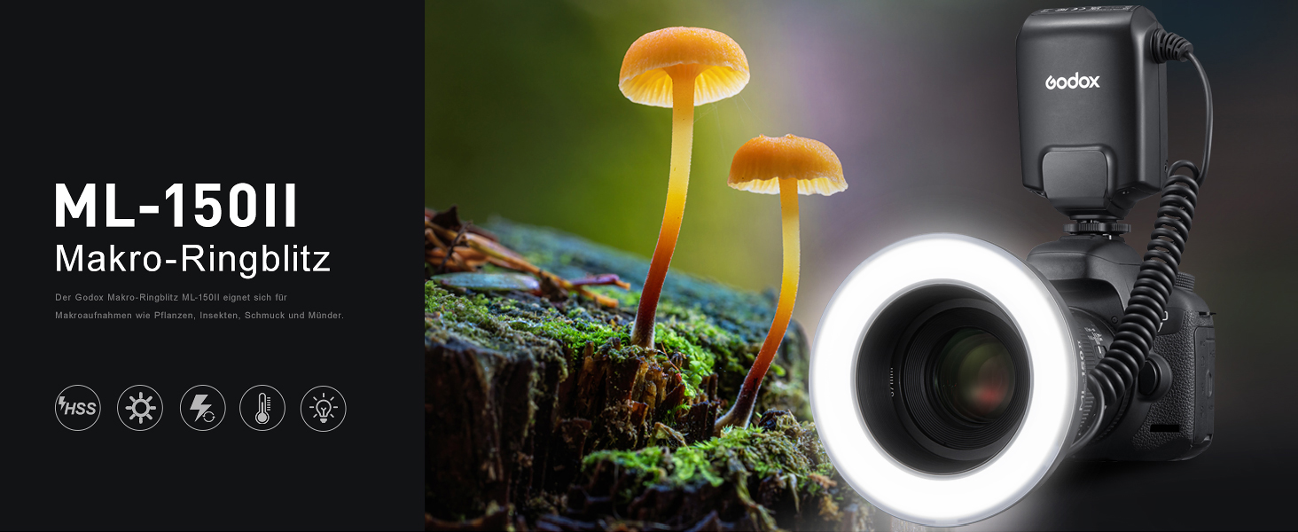 Godox ML150II: Компактний LED кільцевий світлодіодний світильник з регулюванням потужності для фото та відеозйомки