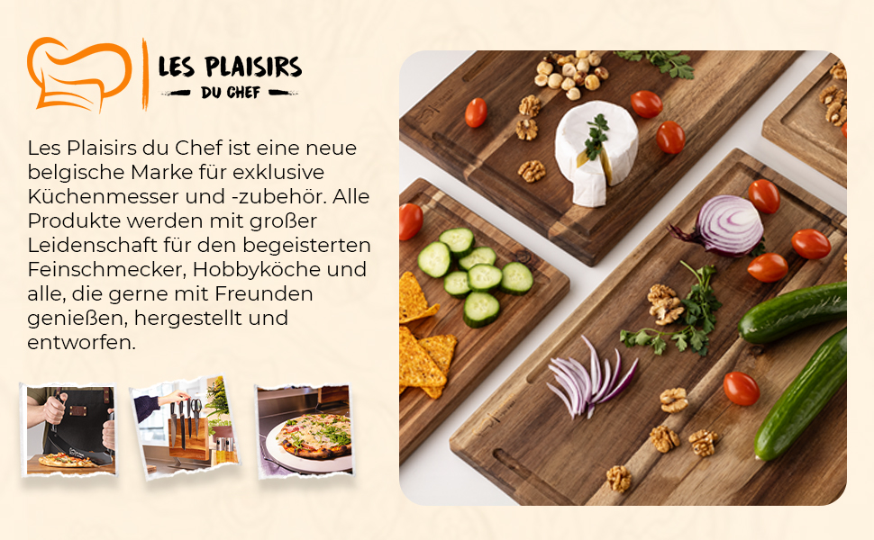 Набір дерев'яних обробних дощок – 4 шт. з акації, жировідштовхувальне покриття • Міцний, довговічний та стильний набір для кухні