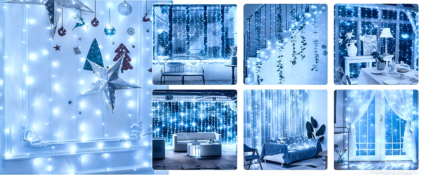 Льодогенератор Joycome 3м x 3м з 300 LED, 8 режимів, вологостійкий, для дому, балкона, вечірки, шматку, теплий білий