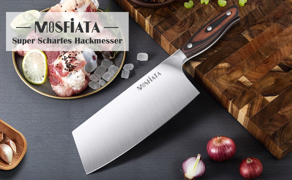 Ніж кухарський MOSFiATA Hackmesser Klassik 20 см з високоякісної сталі з ергономічною ручкою для кухні та ресторану