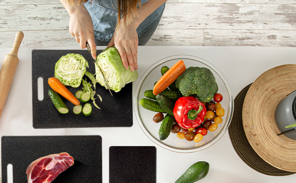 Набір з 3 дерев'яних обробних дощок ASelected для кухні: овочі, фрукти, м'ясо