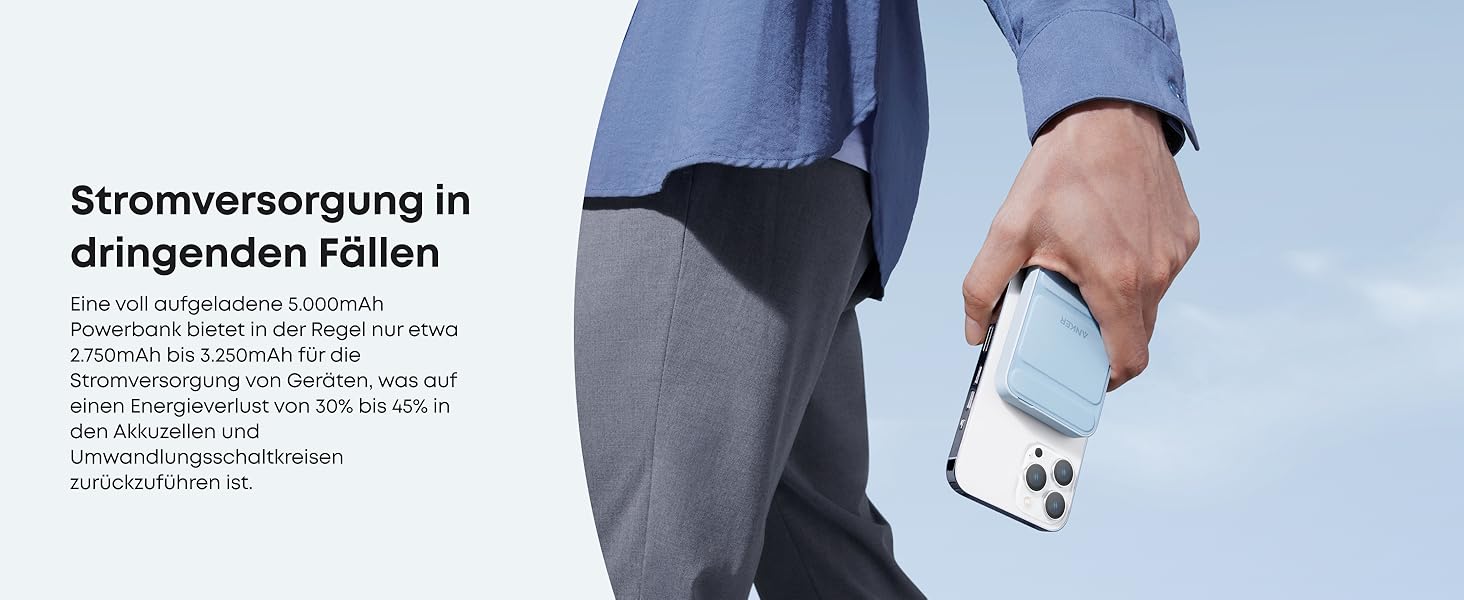 Anker MagGo Powerbank 5000mAh з магнітним з'єднанням, сірий (wolkengrau)