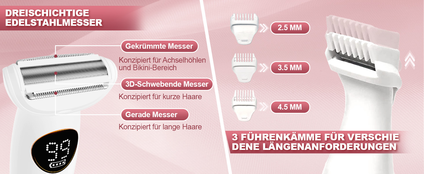 Електричний жіночий тример 5-в-1: для тіла, обличчя, брів та носа. Вологостійкий (IPX7) з USB-станцією.