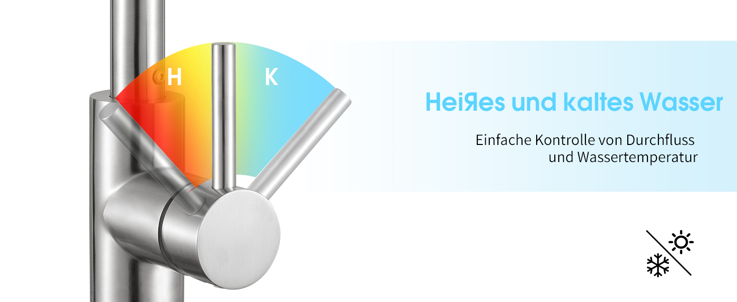 Кран кухонний CREA, 360° поворотний, нержавіюча сталь, для маленької кухні