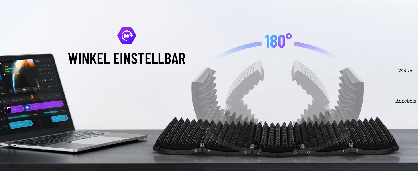 Акустичний ізоляційний екран для мікрофона CAHAYA, 5-панельний поглинач звуку та поп-фільтр, регульований на 180°, складаний захисний щит для студійного запису