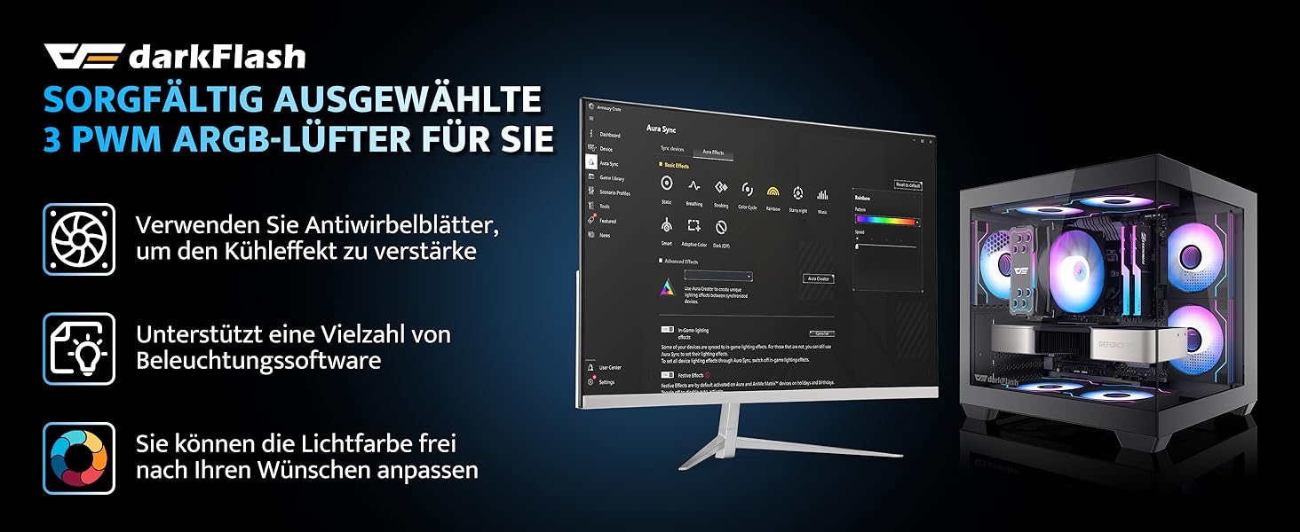 darkFlash C275P: ITX корпус для ПК з 3 RGB вентиляторами, міні-ПК, підтримка AIO 240 мм (білий/чорний)