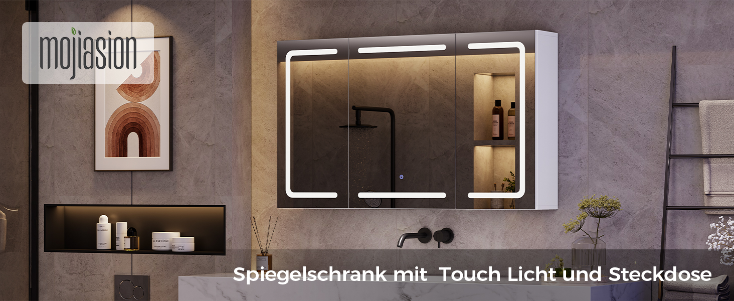 Дзеркало для ванної кімнати зі світлодіодним підсвічуванням, розеткою та 3 колірними температурами | Шафка для ванної кімнати 60x90x16 см (ВxШxГ), диммер + сенсорне управління | Біла шафка-дзеркало для ванної кімнати з 3 регульованими полицями та дзеркалом 60x90x16 см (60x100x16 см)