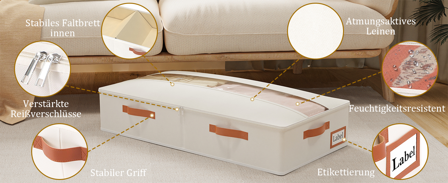 Комод-органайзер під ліжко Yawinhe, 2 шт., з прозорою кришкою та ручками, 80x40x15 см, для зберігання речей у спальні