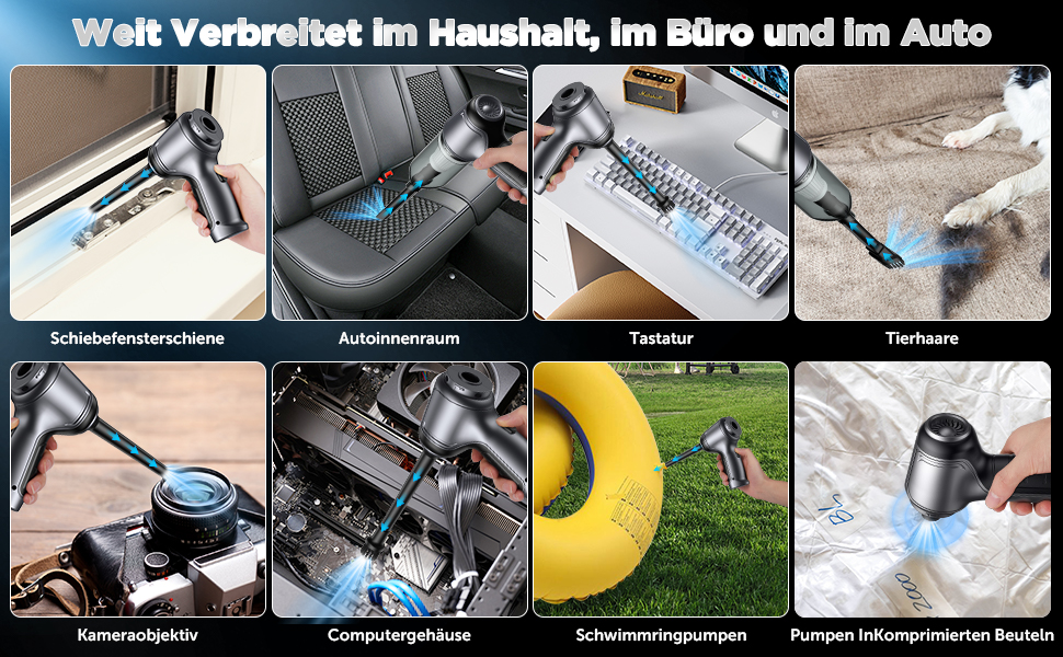 Портативний бездротовий ручний пилосос Brovamo з акумулятором, 12000Pa, для дому, авто, кухні, офісу, видалення шерсті тварин