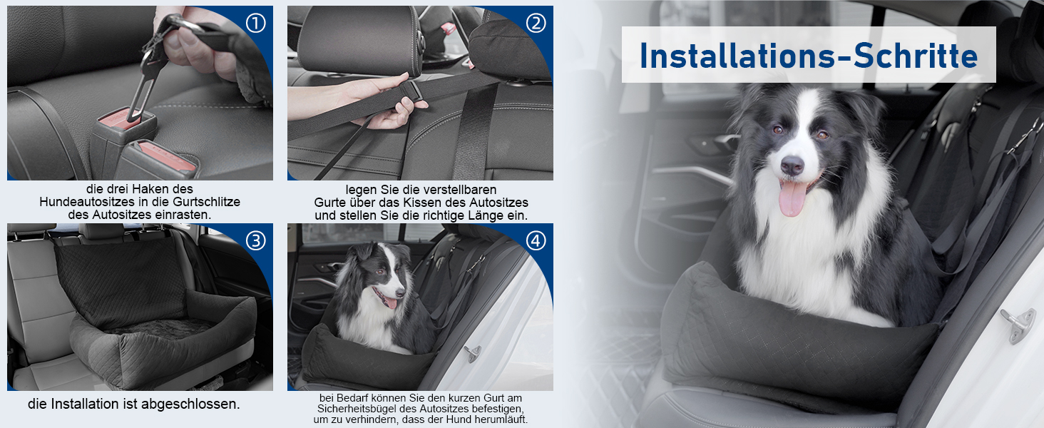 Honey Paws Dog Car Seat for Medium & Large Dogs - Universal Backseat Cover for Small/Medium Dogs up to 25kg - Non-Slip, Washable, Deep Black