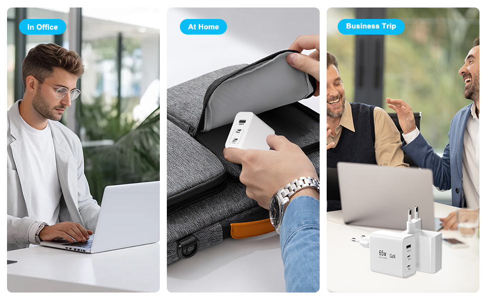 Зарядний пристрій USB-C 8-в-1, 65W: Швидка зарядка для MacBook, iPhone, iPad, Samsung, ноутбуків (PD GaN)