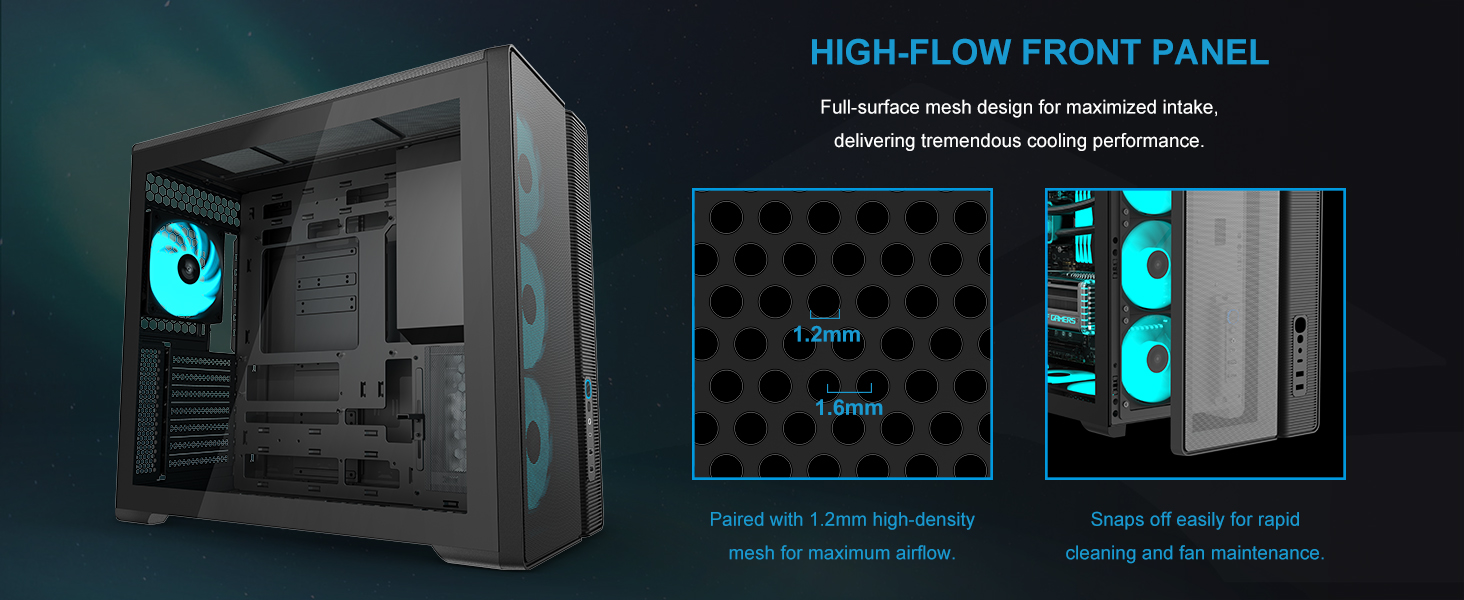 Ігровий корпус для ПК SAMA S50 Airflow, 4 ARGB PWM вентилятори, USB Type-C, Mesh-панель, чорний
