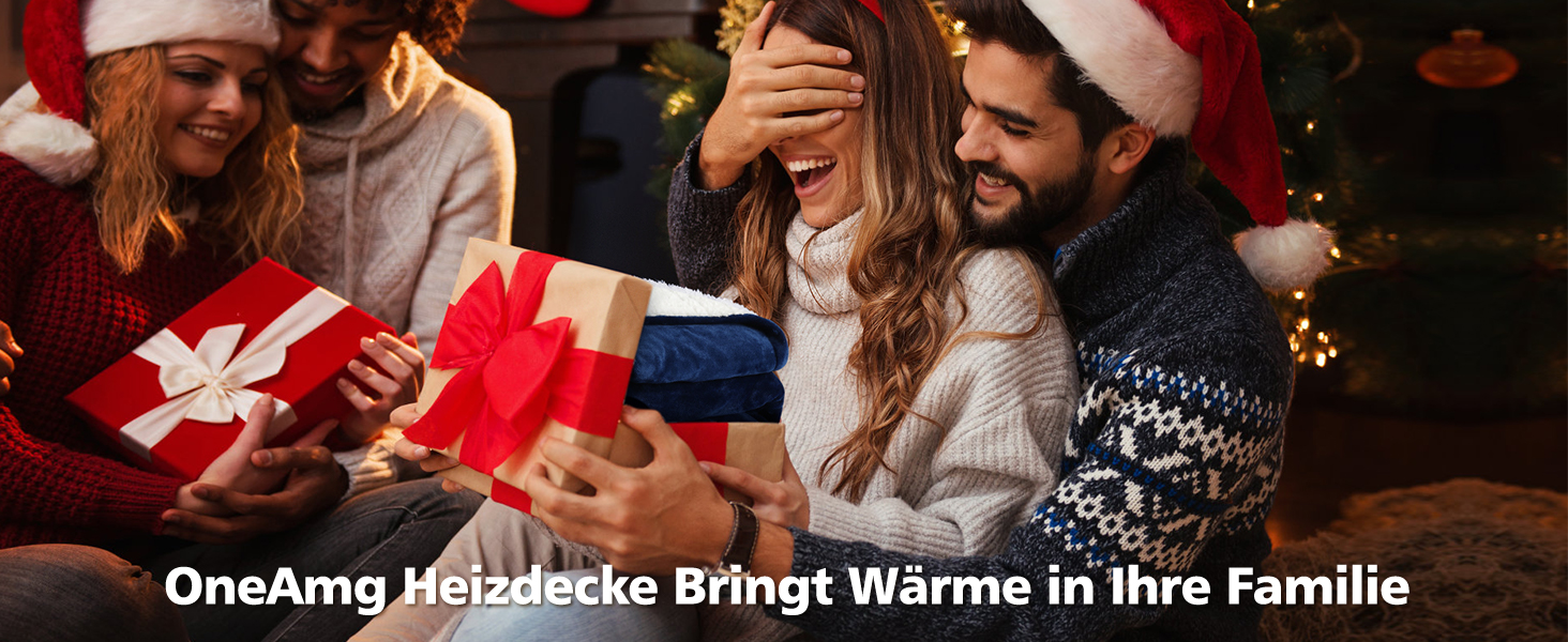 Електрична ковдра OneAmg з таймером та пультом керування, 155x180 см, 6 режимів нагріву, блакитна