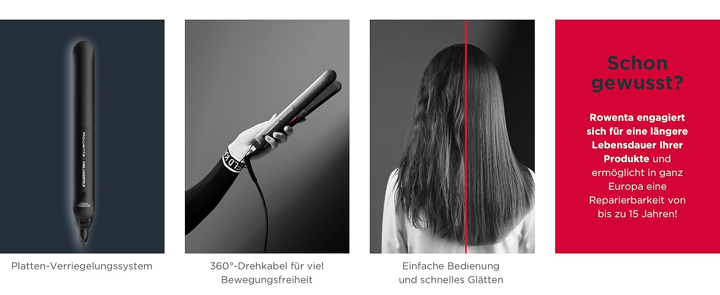 Випрямляч для волосся Rowenta Optiliss SF3210, керамічне покриття, 10 температурних режимів (до 230°C), швидкий нагрів, білий