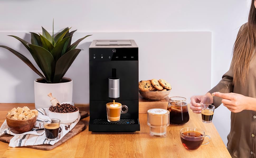 Кавомашина автоматична Cecotec Cremmaet Compact 19 бар, з вбудованою кавомолкою та термоблоком, резервуар для зерен 150г, резервуар для води 1.1л