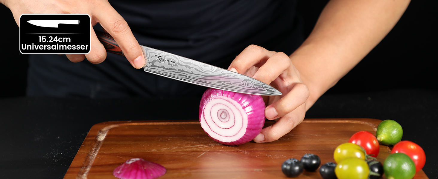 Набір кухонних ножів Messerset 7 предметів у японському стилі з магнітним блоком з акації, сталь карбонова, ергономічна ручка