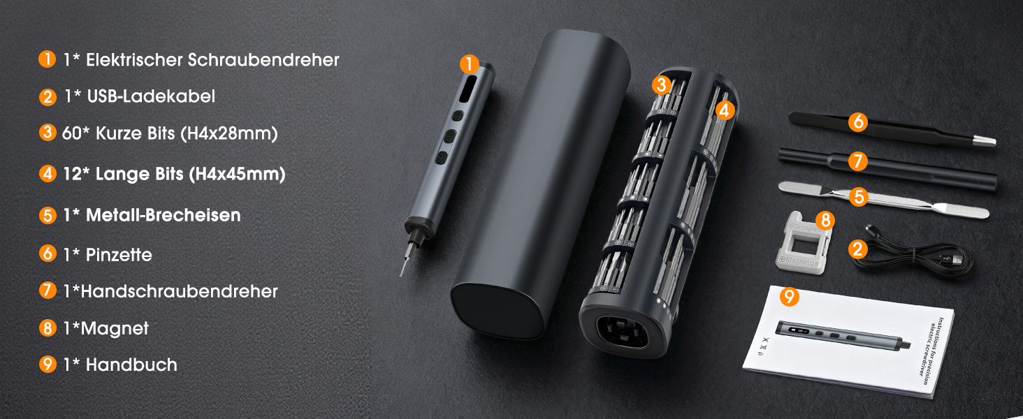 Набір мініатюрних електричних викруток 78 в 1 - прецизійний набір з магнітними Torx викрутками, LED дисплеєм та 5 рівнями крутного моменту для ноутбуків, окулярів, годинників, ПК