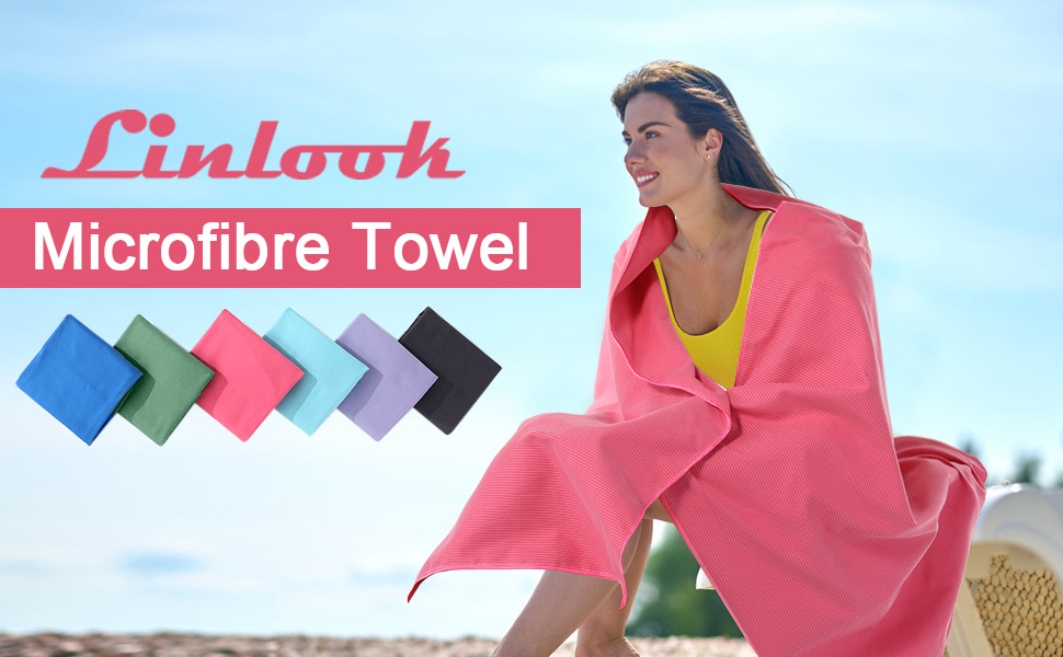 Рушник з мікрофібри Linlook, 180x80 см - великий, швидковисихаючий спортивний рушник для пляжу, подорожей, йоги, кемпінгу та фітнесу (зелений, 180x80 см)