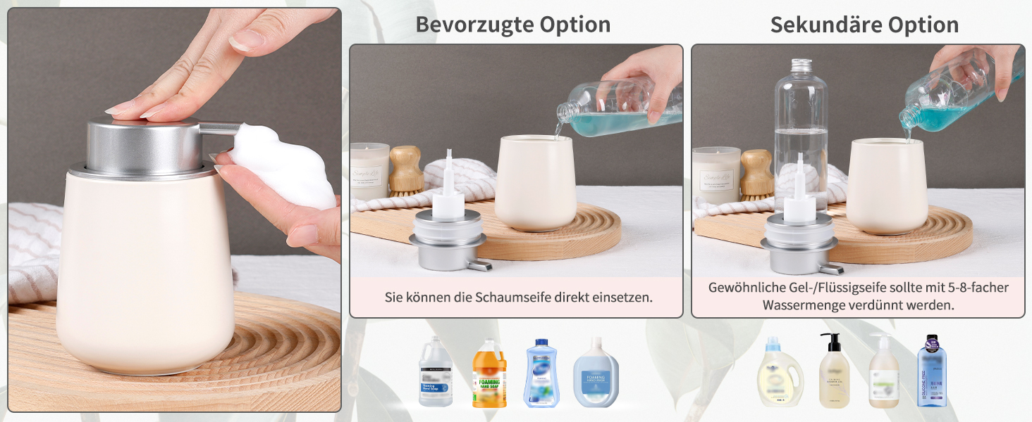 Дозатор для миючого засобу BosilunLife 350 мл, наповнюваний, великий насос, стильний, неслизький, BPA-free для кухні та ванної кімнати