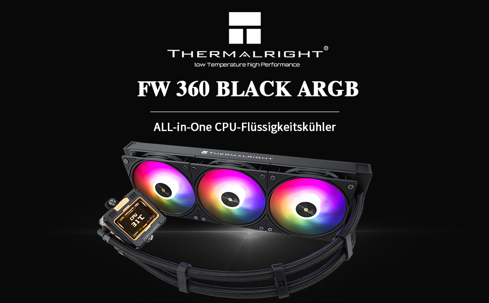 Система рідинного охолодження процесора Thermalright FW 360 Black ARGB, LCD-дисплей 3.2