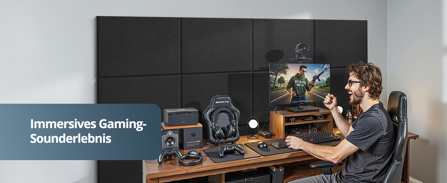 Акустичні панелі для звукоізоляції стін прямокутні, шумопоглинаючі панелі високої щільності з самоклейкою, чорні (30x40x0.9 см, 12 шт)