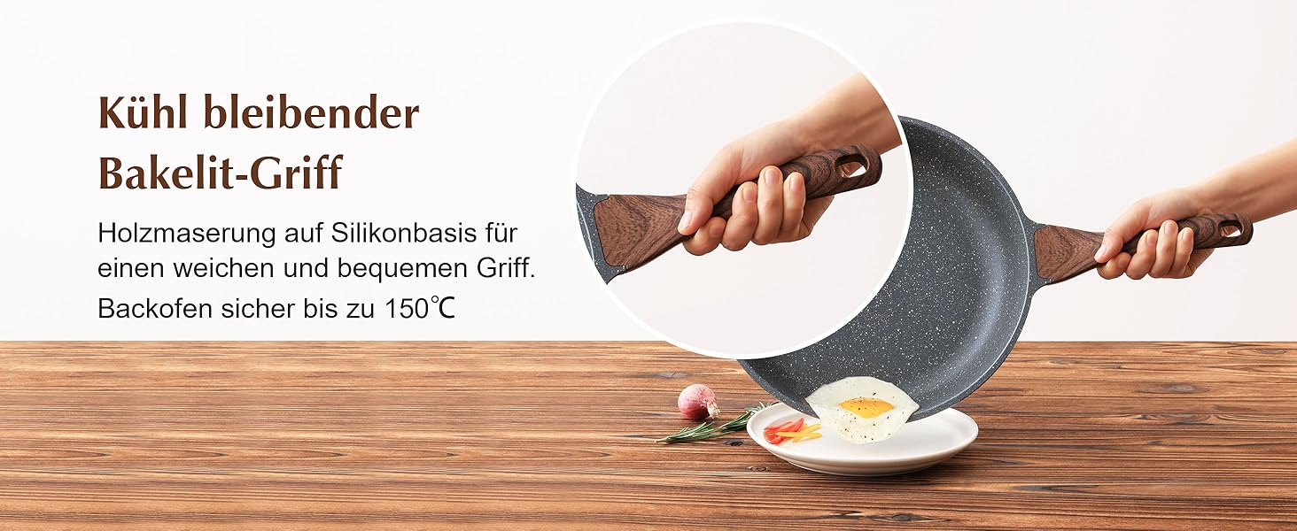 Сковорода SENSARTE з антипригарним покриттям, 24 см, з гранітною керамікою, для плити та індукції, без PFOA/PTFE/PFAS