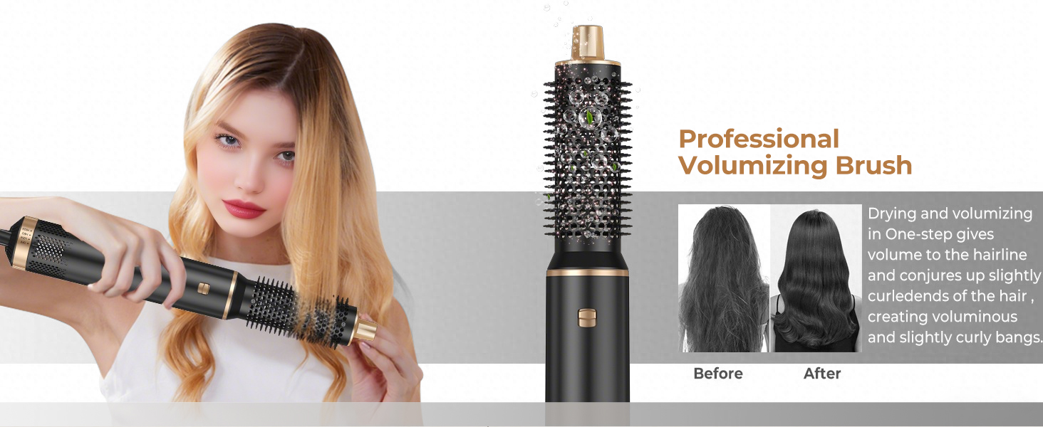 Набір для укладки волосся Souvik: щітка-фен, плойка, об'єм, сушка. Чорний