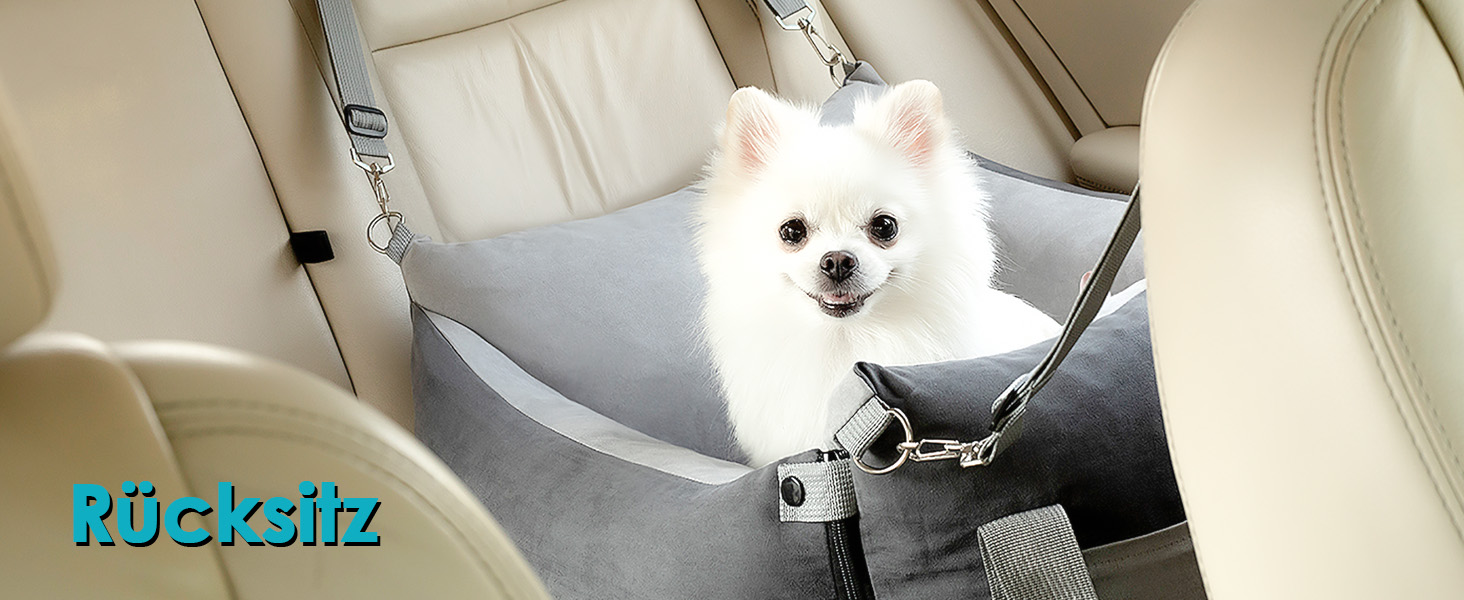 Portable Dog Car Seat for Small & Medium Dogs Under 15KG - Washable & Secure Travel Bed with Storage Pockets