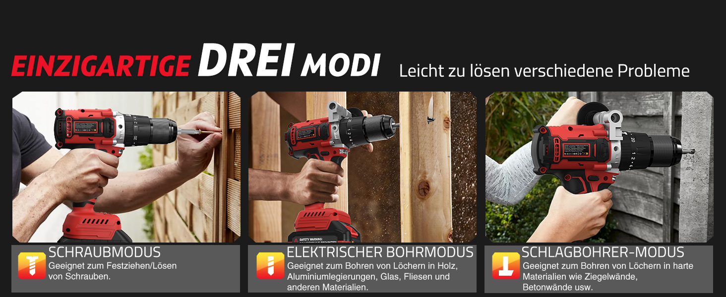 Акумуляторний дриль-шуруповерт SundpeyPRO 21V з перфоратором, 120 Нм, безщітковий двигун, комплект з 2 x 4000mAh акумуляторами, 20+3 ступені крутного моменту, LED-підсвітка