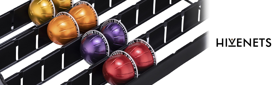 Тримач для капсул Vertuo HiveNets – органайзер для 40 капсул Nespresso VertuoLine, металева сітка, чорний