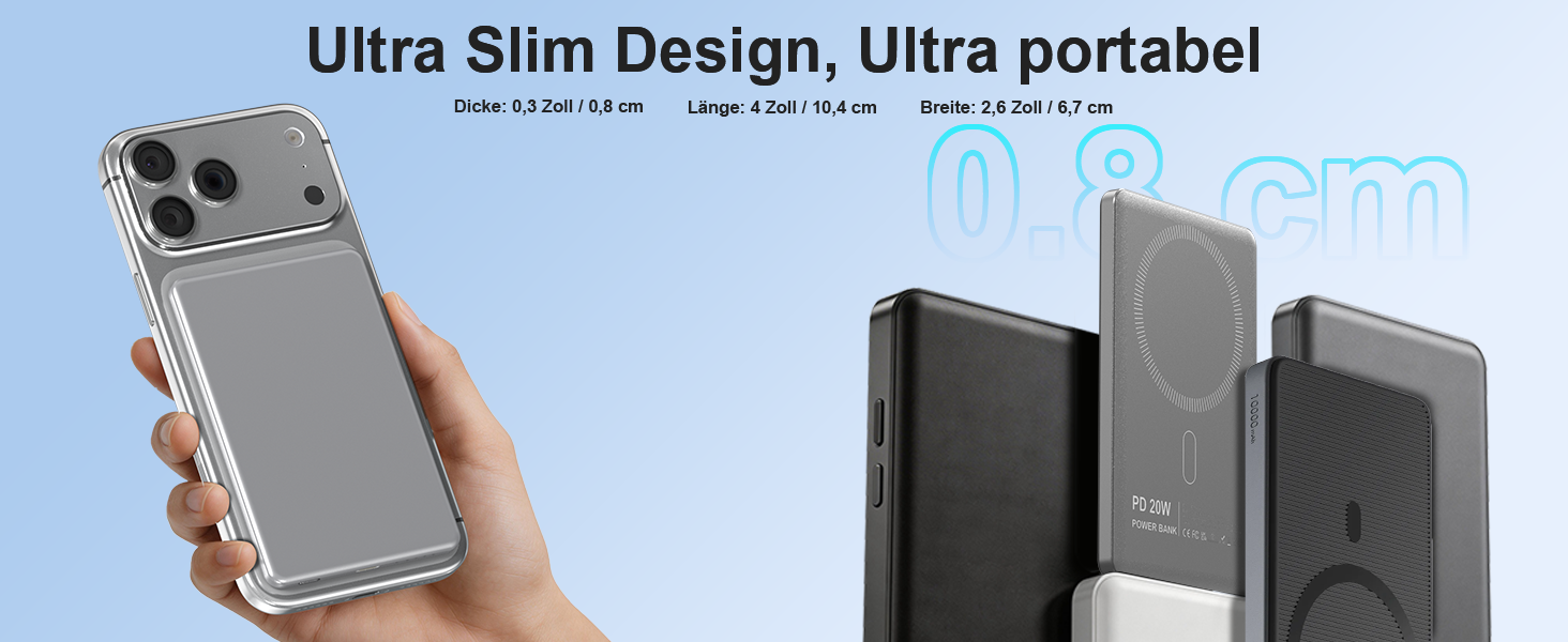 Power Bank MagSafe для iPhone 6000mAh: ультратонкий магнітний акумулятор 20W USB-C сірий