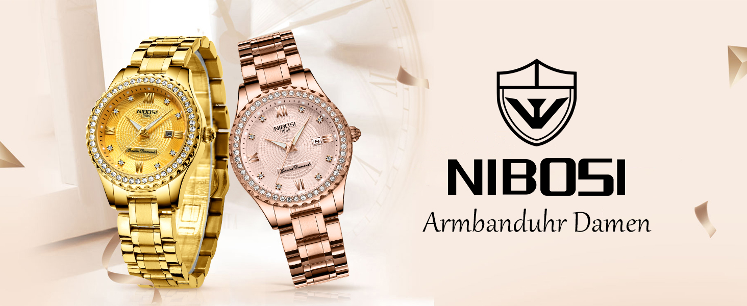 Жіночий годинник NIBOSI на зап'ястя з кварцовим механізмом, рожеве золото, діамантове циферблат, водонепроникний, стильний аксесуар для дівчат, 2357