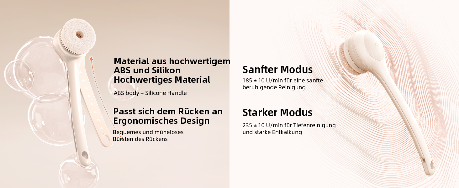 Електрична щітка для спини Gentle Exfoliating, з довгим ручним, для глибокого очищення, для жінок, чоловіків, літніх людей, рожевого кольору