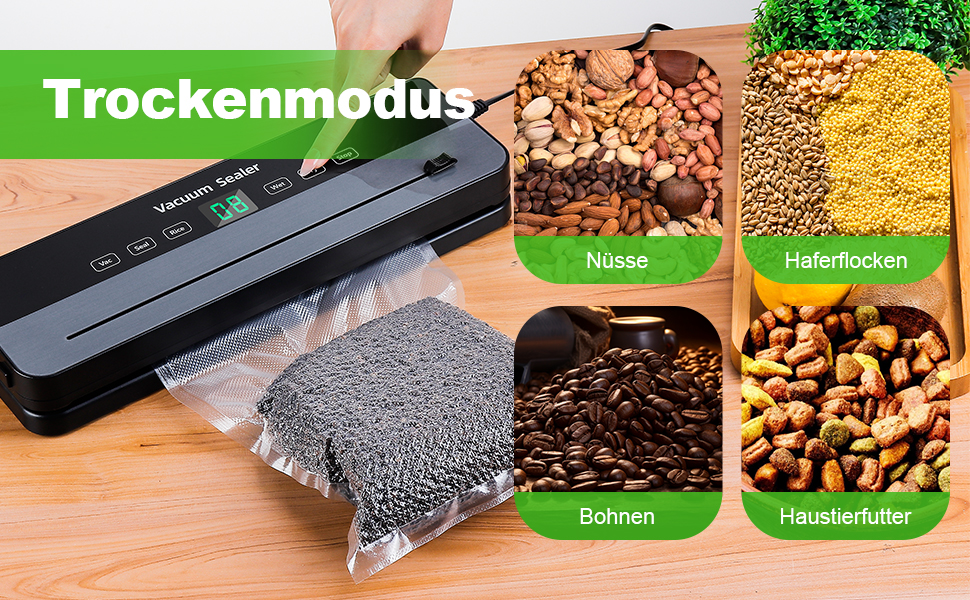 Вакуумний пакувальник Obecilc 7-в-1 з ріжучим ножем, 65 кПа, сухий/вологий режим, 10 пакетів, для дому та ресторану